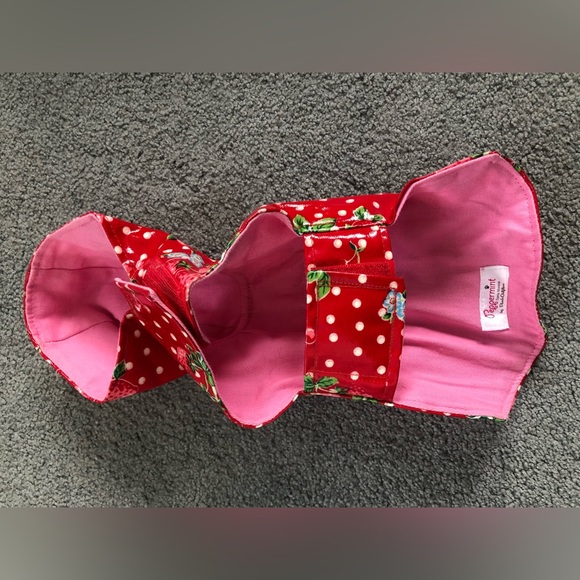 New XS cute polka dots cherry red strawberries dog cat pet rain coat jacket - Picture 4 of 7